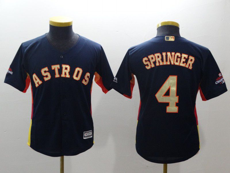 Youth Houston Astros #4 Springer Blue Champion Edition MLB Jerseys->youth mlb jersey->Youth Jersey